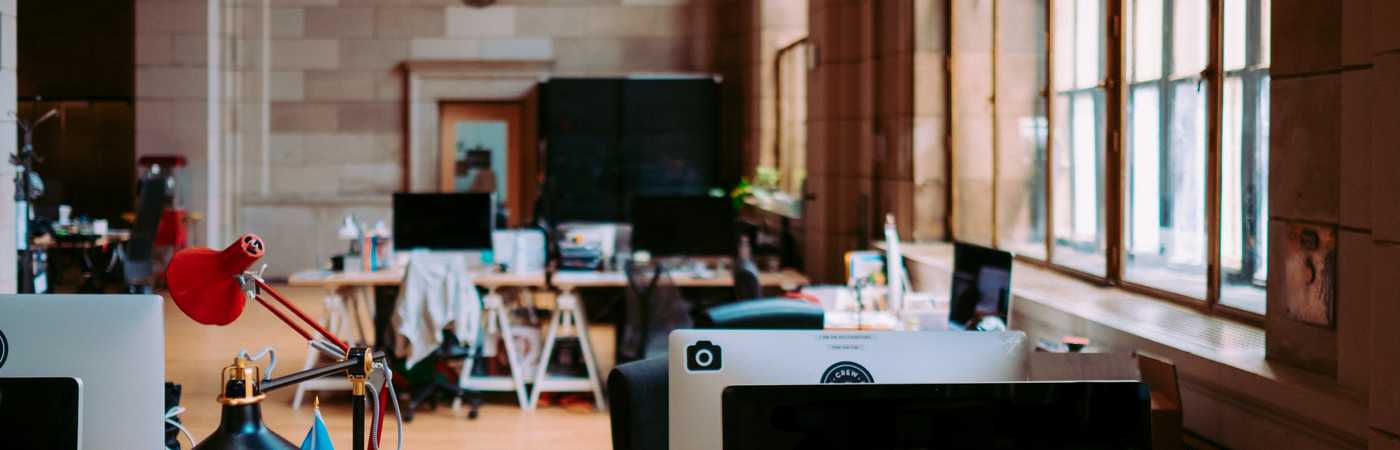A desk in an office